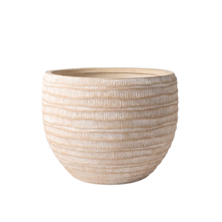 Cache-pot Effet Plissé Beige - 50 x 50 x 38 cm Jardin déco