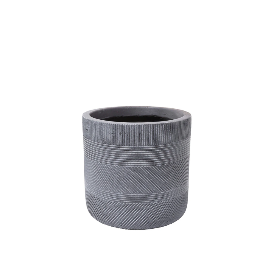 Cache-pot à Relief Géométrique Gris - 24 x 24 x 24 cm Jardin déco
