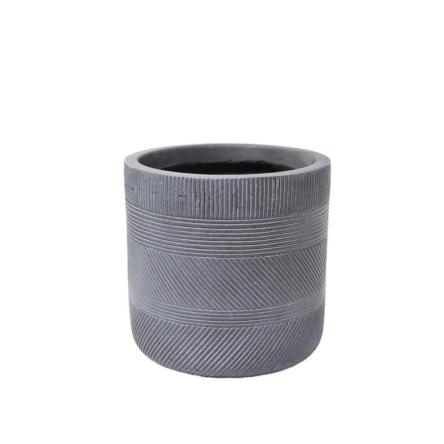 Cache-pot à Relief Géométrique Gris - 30,5 x 30,5 x 30 cm Jardin déco