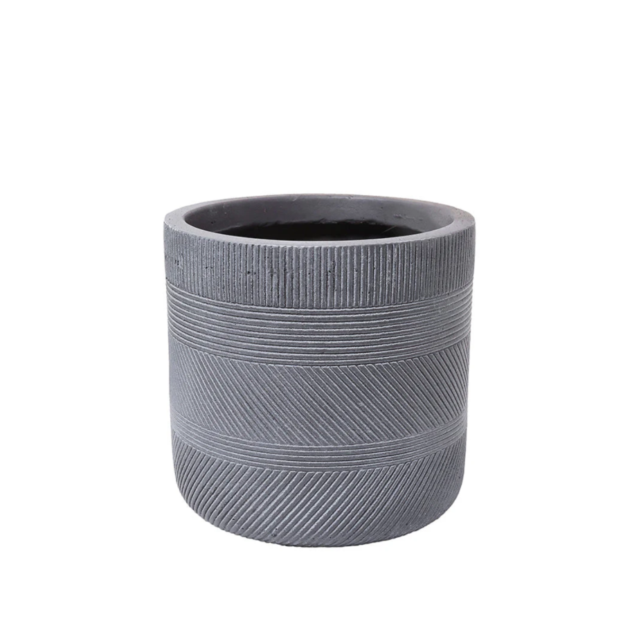 Cache-pot à Relief Géométrique Gris - 36 x 36 x 36 cm Jardin déco