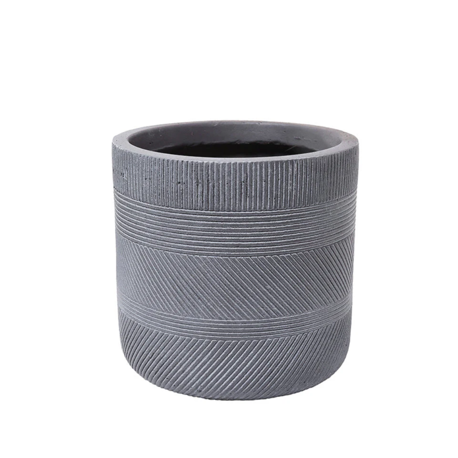 Cache-pot à Relief Géométrique Gris - 43 x 43 x 43 cm Jardin déco