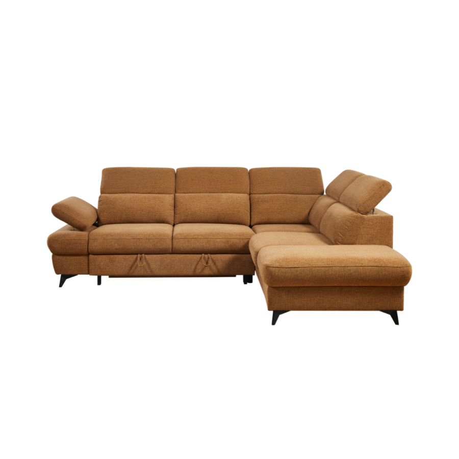 Canapé d'angle Vogga avec fonction lit et dossier inclinable – Camel Canapé d'angle