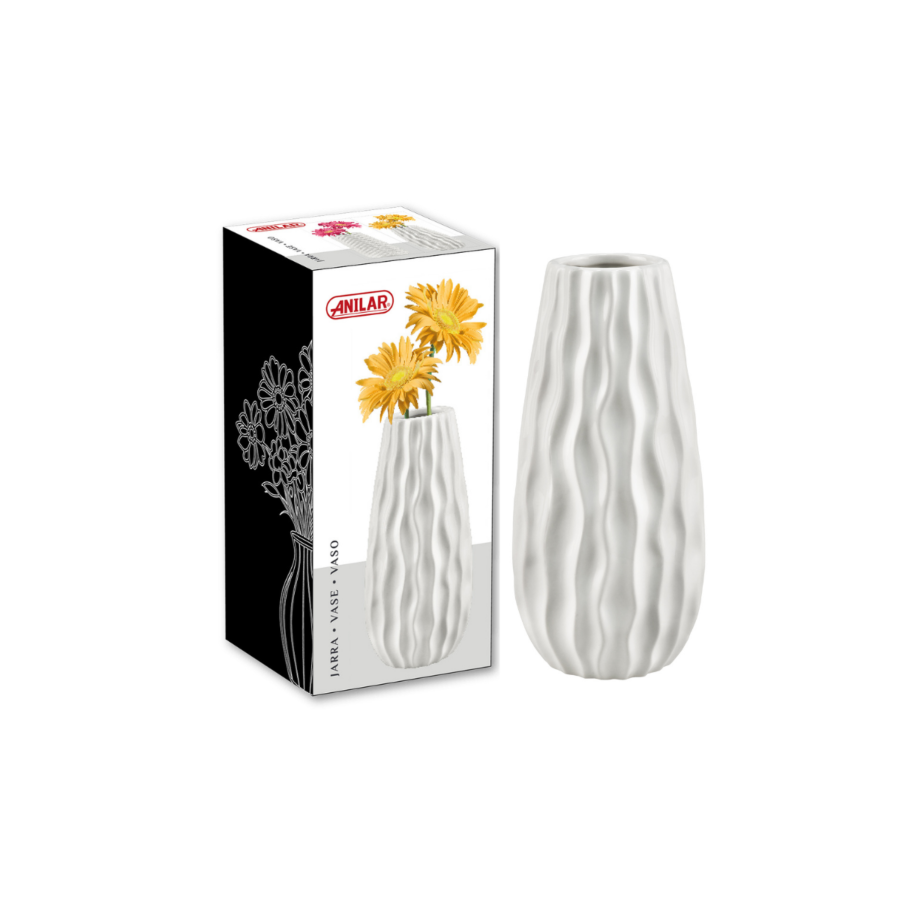 Vase céramique blanc texture - 9x20cm Vases décoratifs
