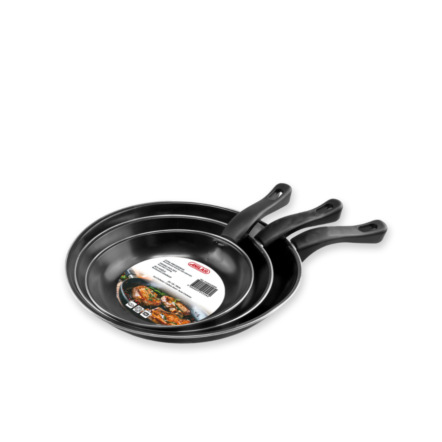 Set de 3 poêles en acier carbone - (20cm et 25cm et 30cm) Accessoires cuisine