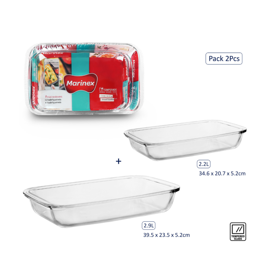Set de 2 plats à four rectangulaires marinex gm - 2,2l et 2,9l Préparations culinaires