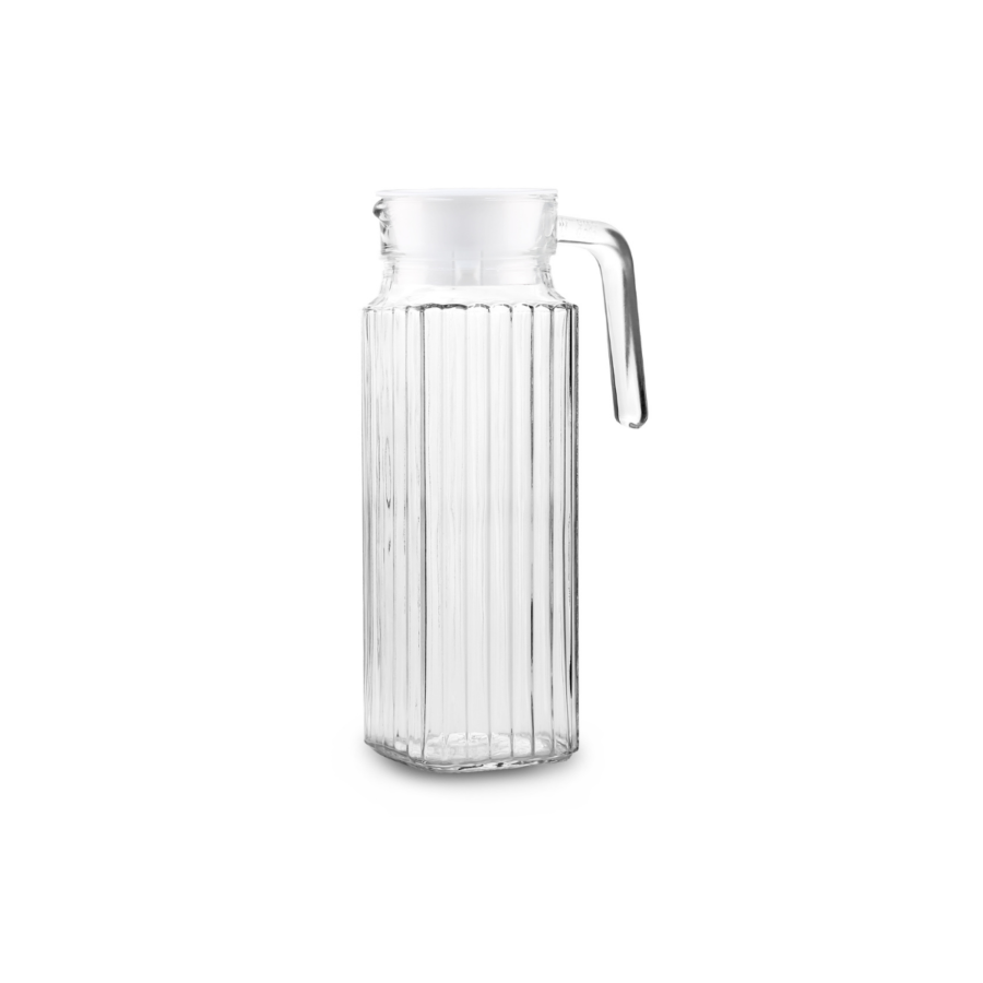 Pichet rayé en verre - 1l Art de table