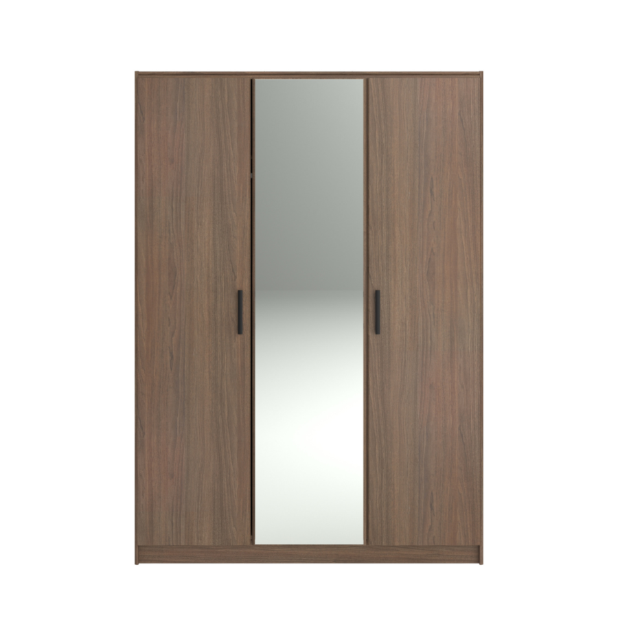 Armoire Azuka 3 portes + 1 miroir – 139 x 197 x 52 cm – Wengé Armoires de rangements