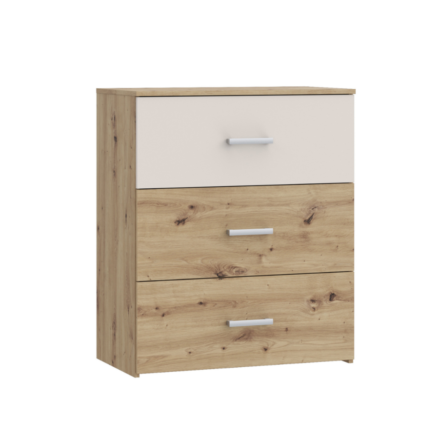 Commode 3 Tiroirs Tanaia – 75,2×41,3×89,7cm – Chêne et Sable Buffets et commodes