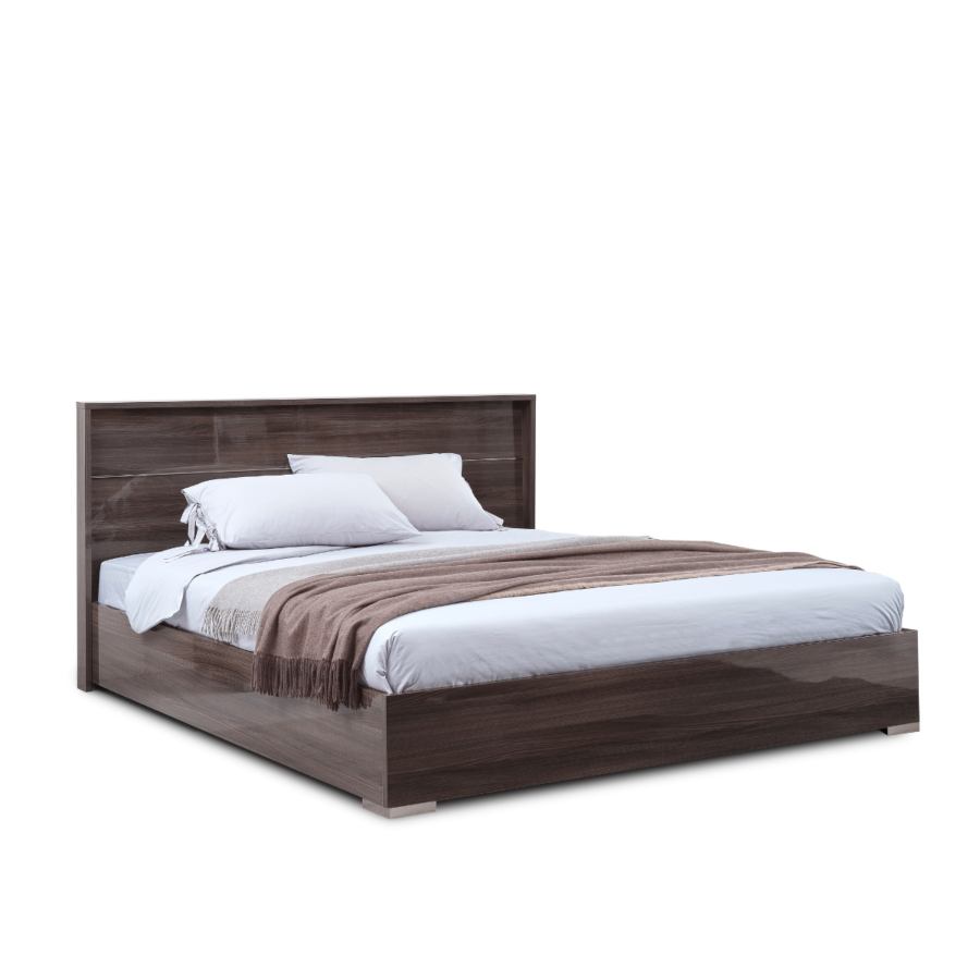 Lit Elegante avec sommier à lattes – 180x200cm – Greige brillant Pack lit adulte