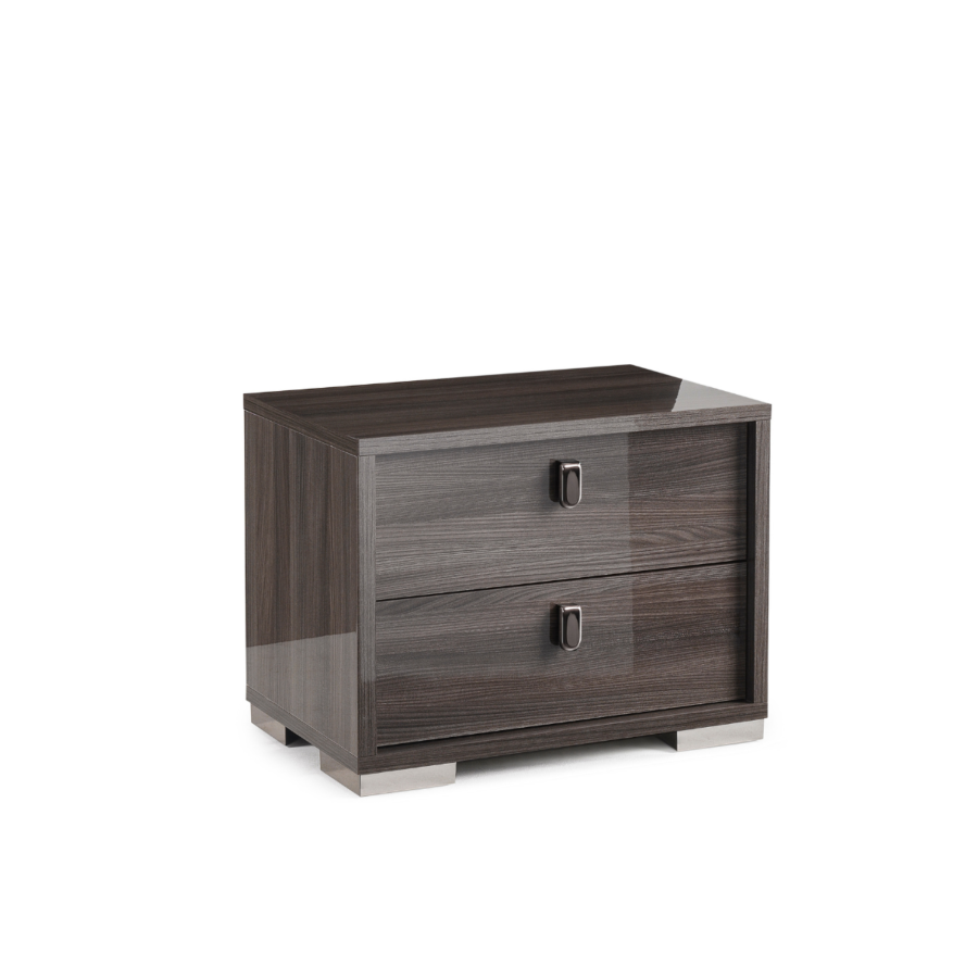 Table de chevet Elegante – 2 tiroirs – 59x41x55cm – Greige brillant Tables de chevet