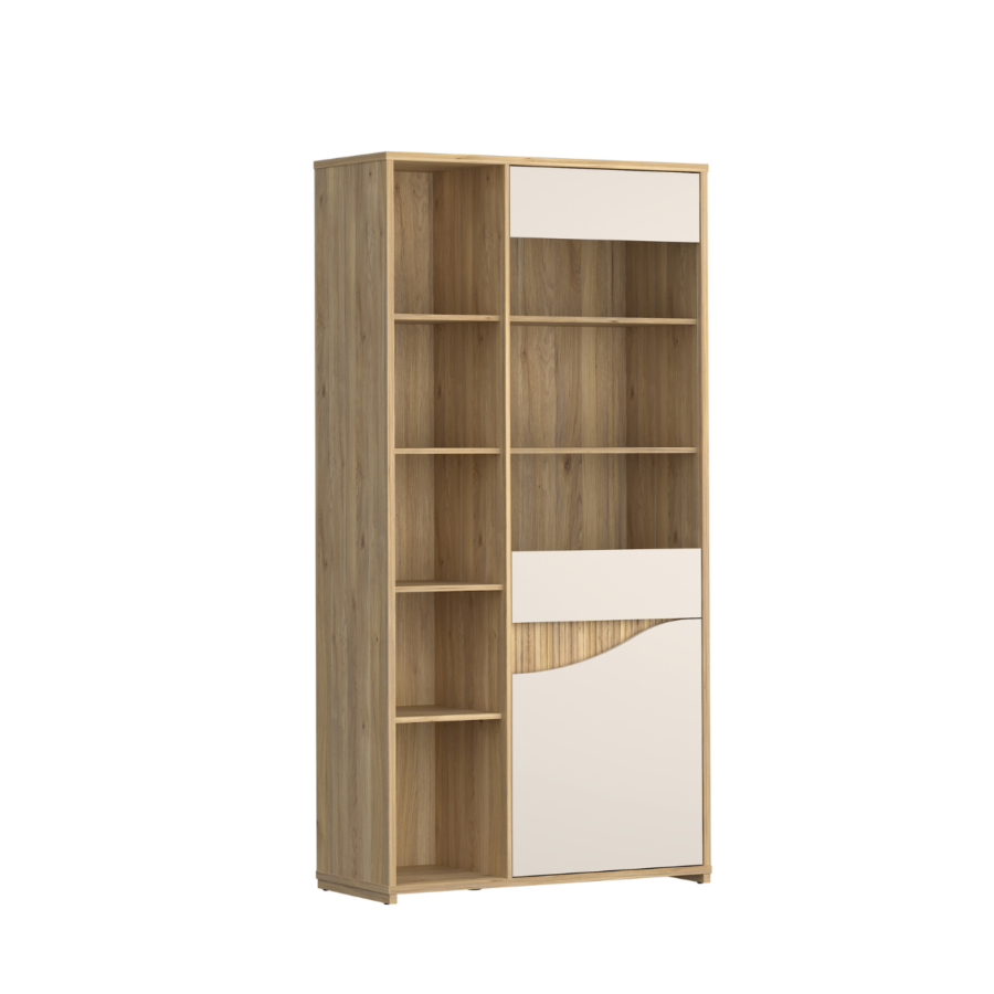 Vitrine Poem - 100x196,6x42 cm - Chêne Sable Commodes rangements
