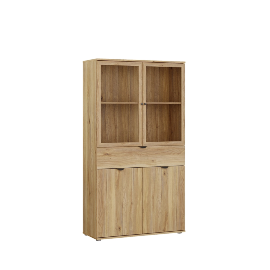 Vitrine Sumica - 90x162x35 cm - Chêne Rangements