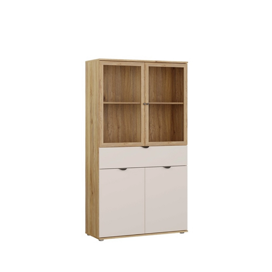 Vitrine Sumica - 90x162x35 cm - Chêne Sable Rangements