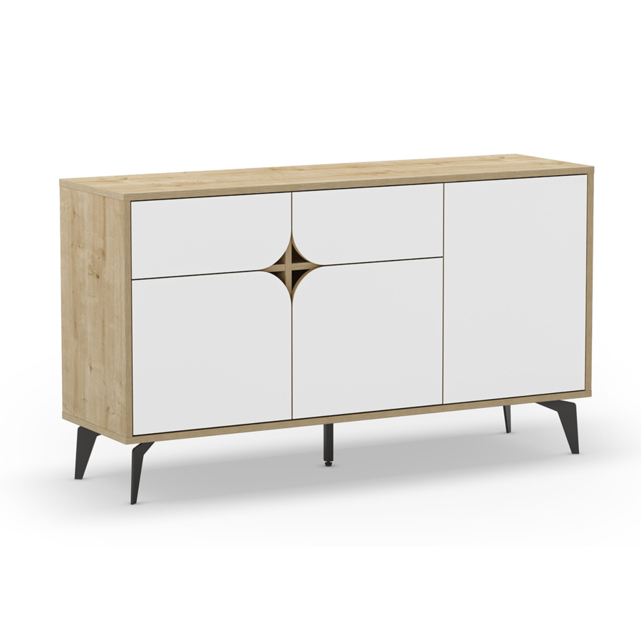 Buffet NOLA 3 Portes - Blanc / Chêne Soldes été vague 2