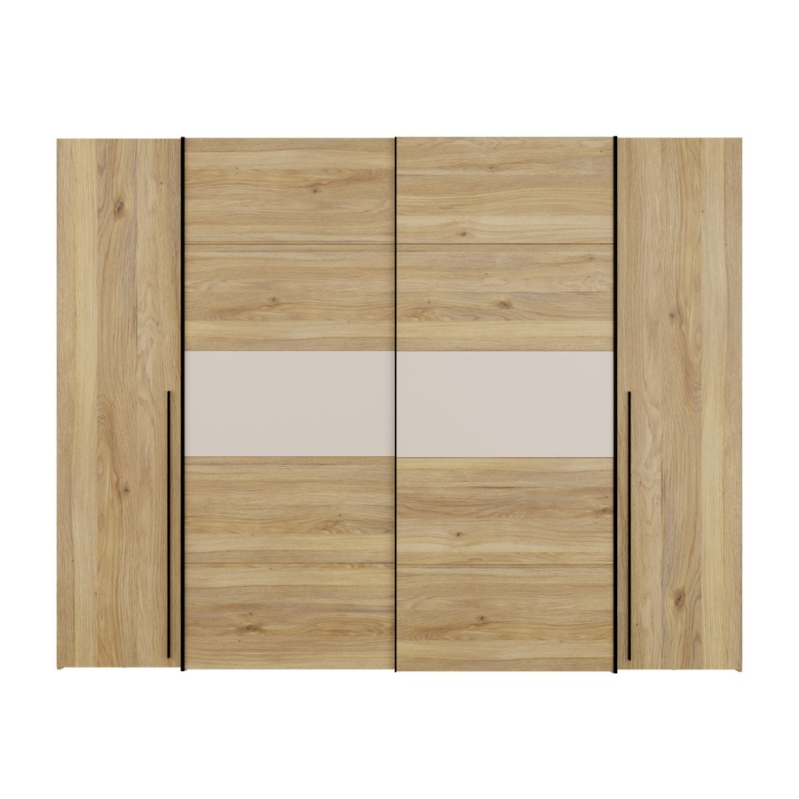 Armoire Chelsea - 2 portes ouvrantes + 2 portes coulissantes - chêne/sable Hello Summer