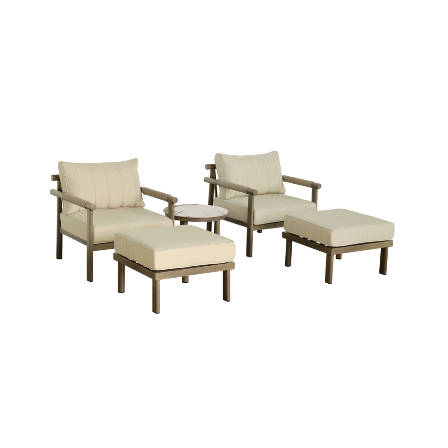 Set Relax Cosyline 2 Fauteuils +2 Reposes Pieds + Table Basse - Taupe Relaxation