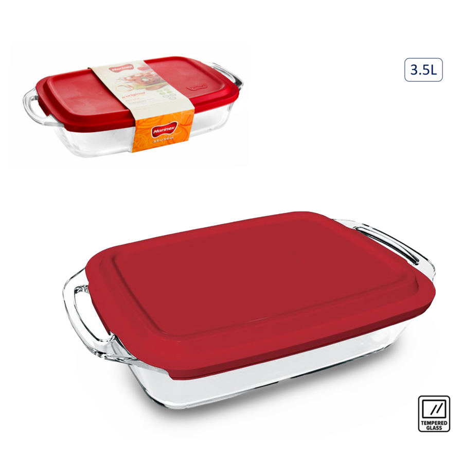Plat à four rectangulaire avec couvercle - 3,5l Préparations culinaires