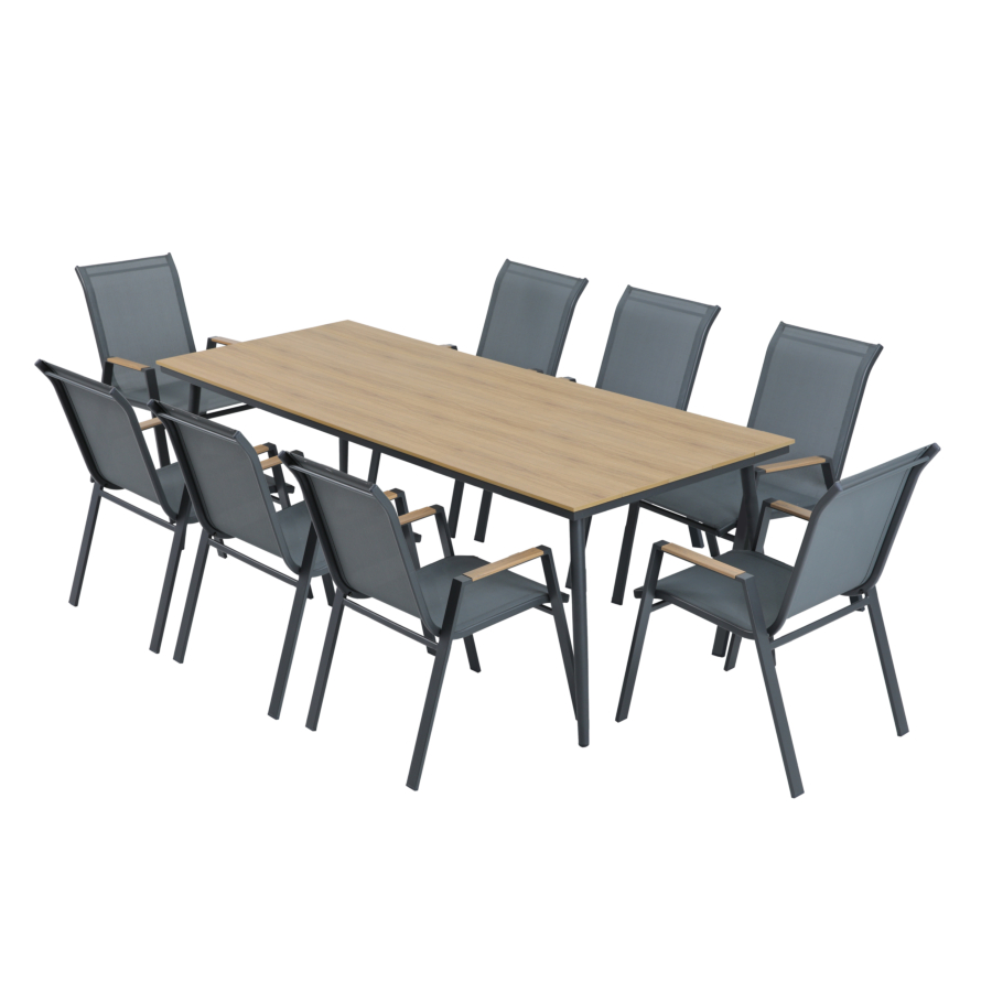 Set Table À Manger Harmonia + 8 Chaises - Gris Tables et chaises de jardin
