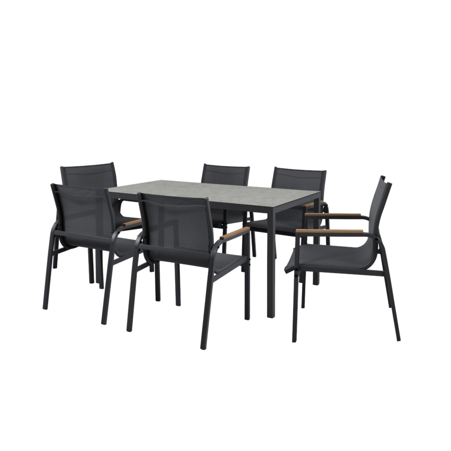 SET SALLE à MANGER Extérieur OASIS - Gris Foncé Meubles jardin