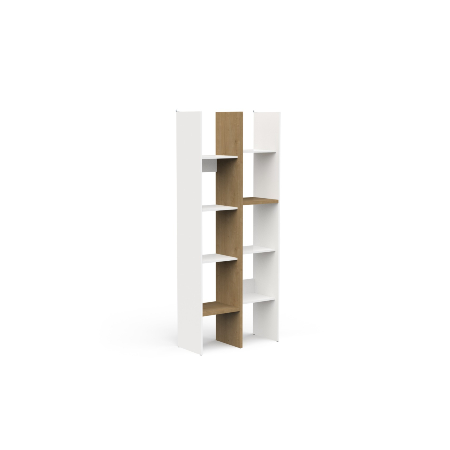 Étagère déco ACCESS 8 niveaux – Blanc/Chêne Etagères et bibliothèques