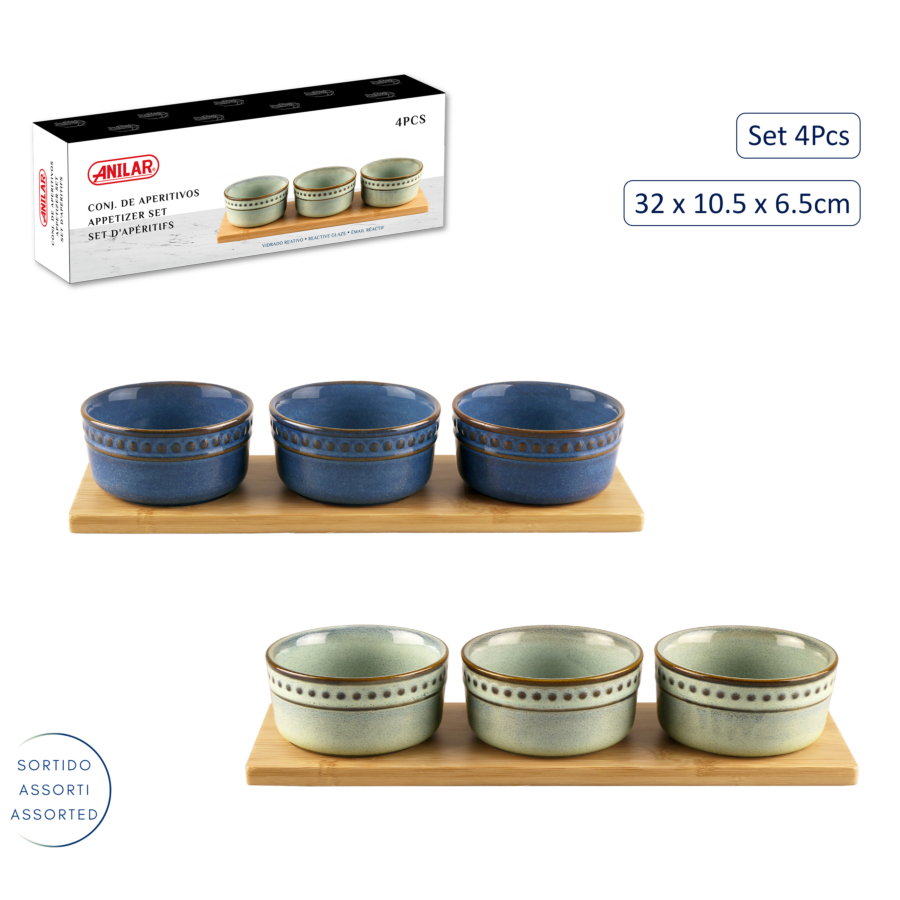 Set de 4 pièces apéritif - 32x10,5x6,5cm Art de table