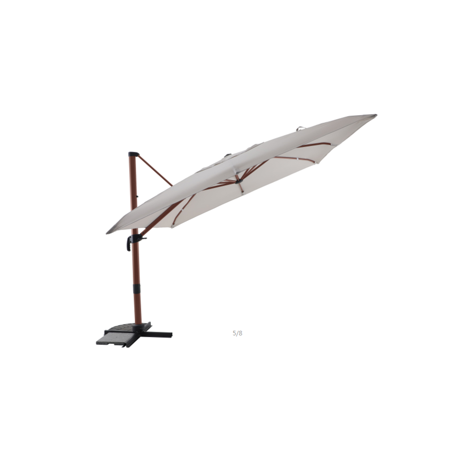 Parasol Déporté Base Rot 360° E/Bois Robusto Mwh 3x3M - Gris Parasols déportés