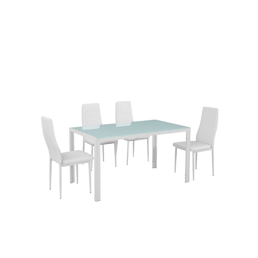 Set table à manger MIRO avec 4 chaises - Blanc Séjour