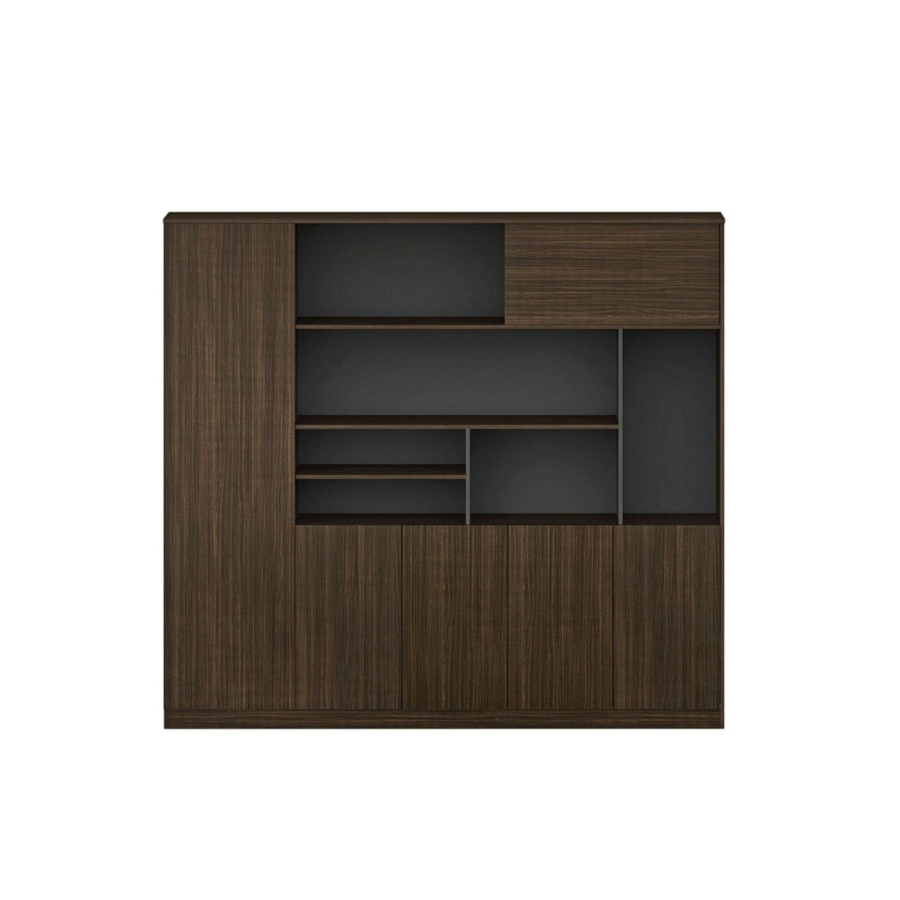 Élément De Rangement Bas LUXURY - Chêne Foncé / Gris Rangement professionnel