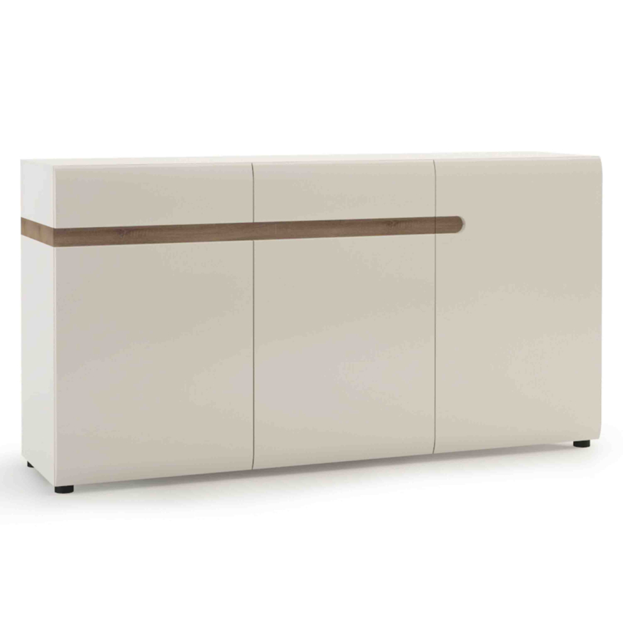 Commode LINATE 2 Tiroirs et 3 Portes - Blanc / Chêne Beige Vente Flash