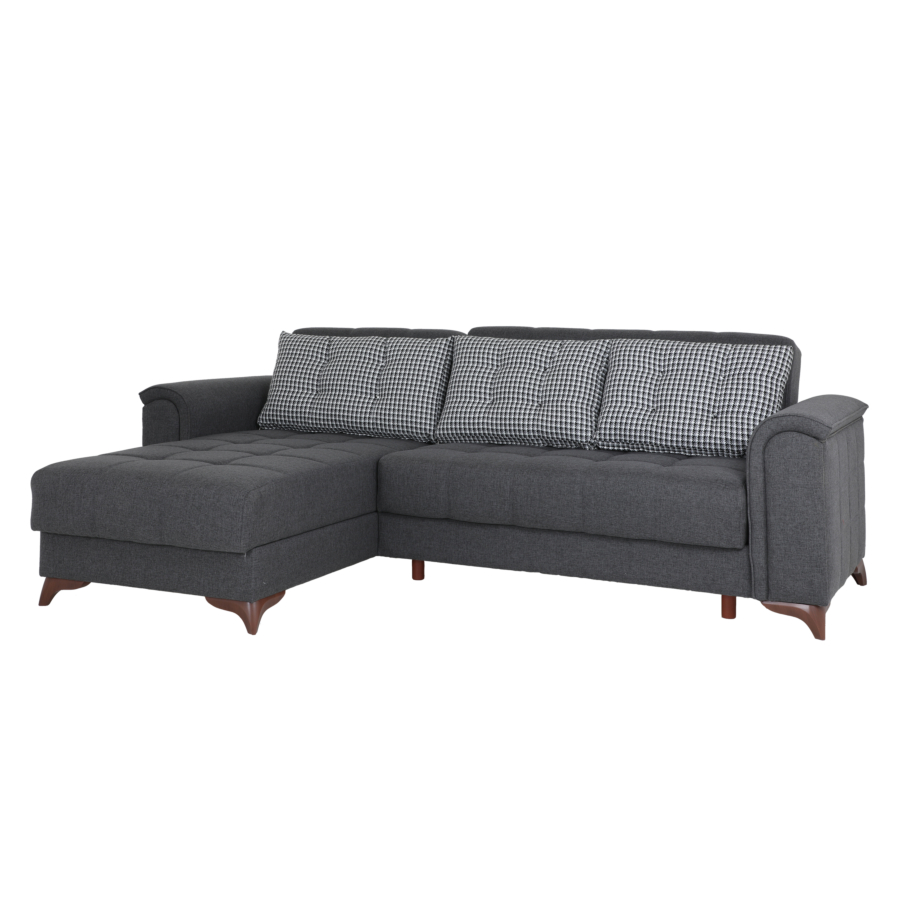 Canapé Lit Réversible Avec Coffre ELZA - Gris Soldes été