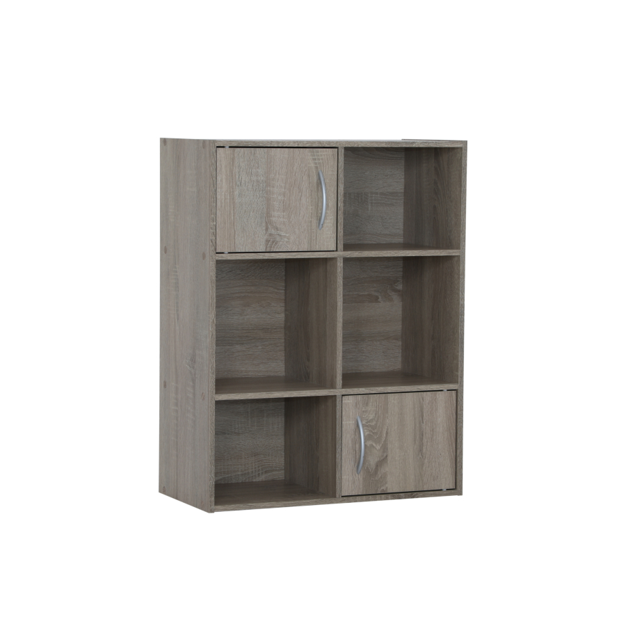 Étagère HVP 6 Niches Avec 2 Portes - Beige / Oak Kitea.com