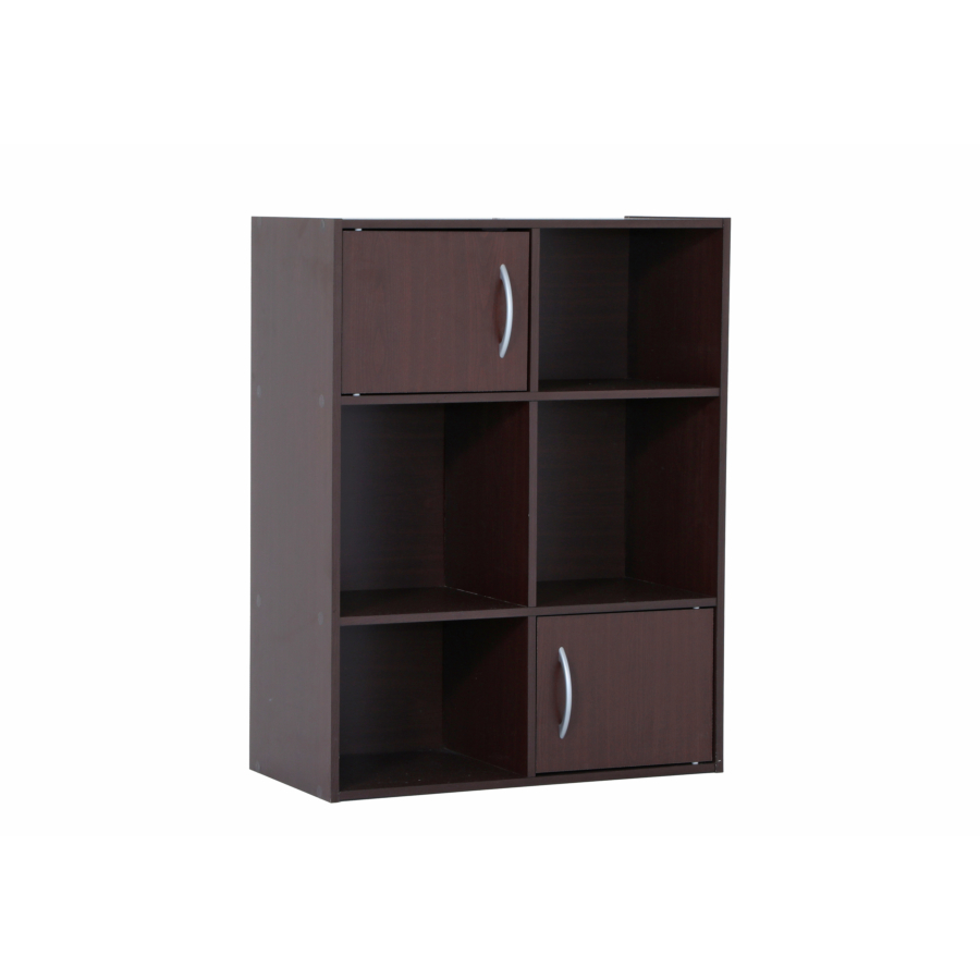 Étagère HVP 6 Niches Avec 2 Portes - Marron Wengé Kitea.com