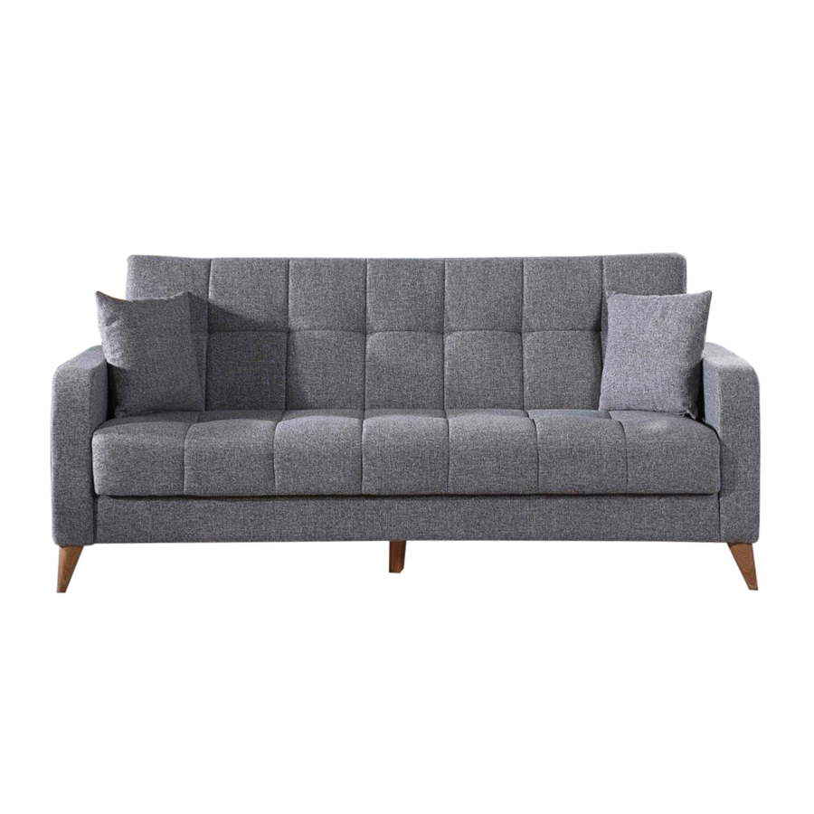 Canapé Lit LATIKA Avec 2 Coussins Et Coffre - Gris Clair Sofa