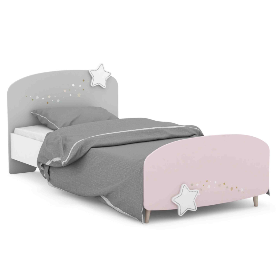 Lit STELLA 90x190 cm - Rose / Blanc / Gris Chambre enfant