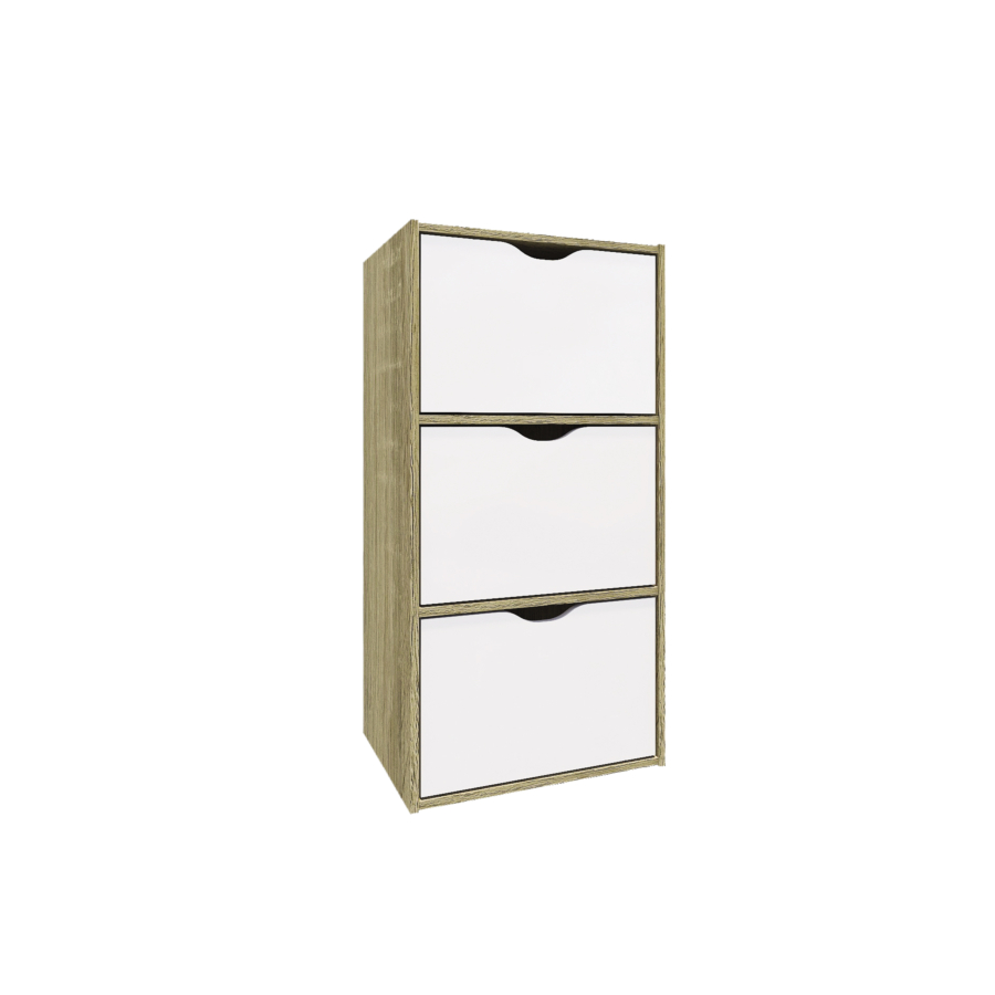 Polycube HVP 3 tiroirs - Beige / Blanc Kitea.com
