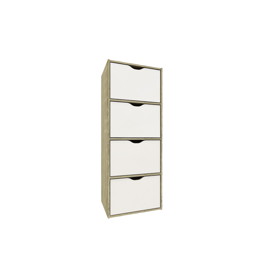 Polycube HVP 4 tiroirs - Beige / Blanc Kitea.com