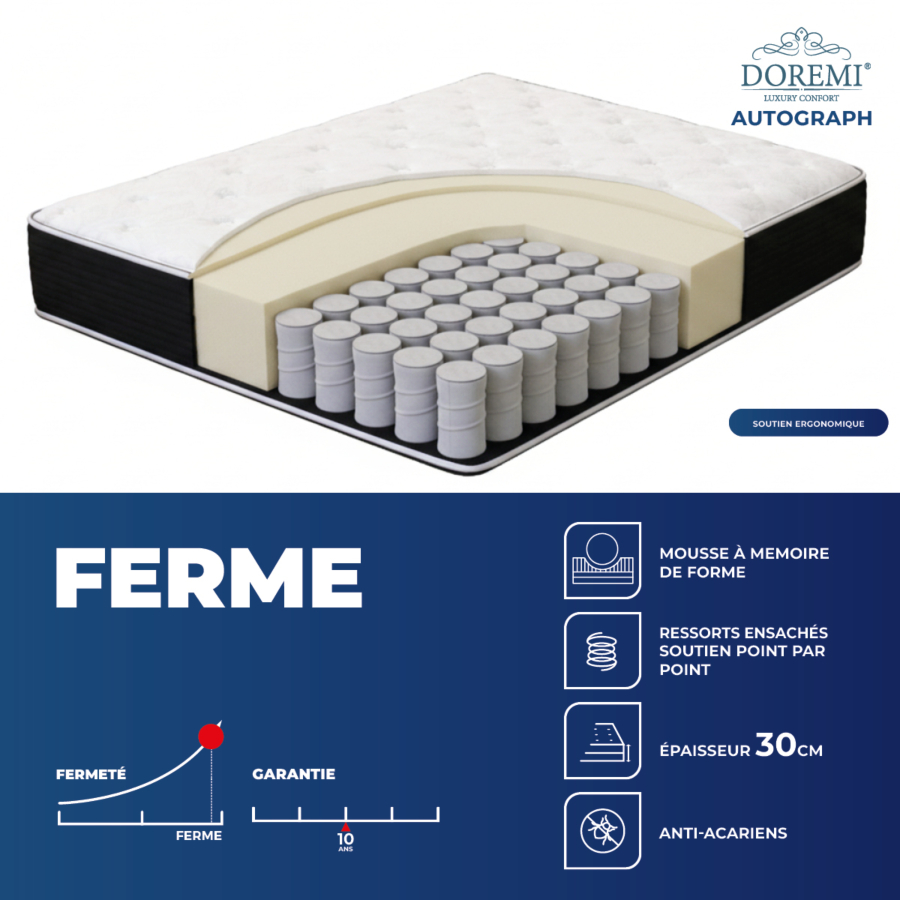 Matelas Doremi Autograph 140X200Cm - Blanc Essentiel HIVER