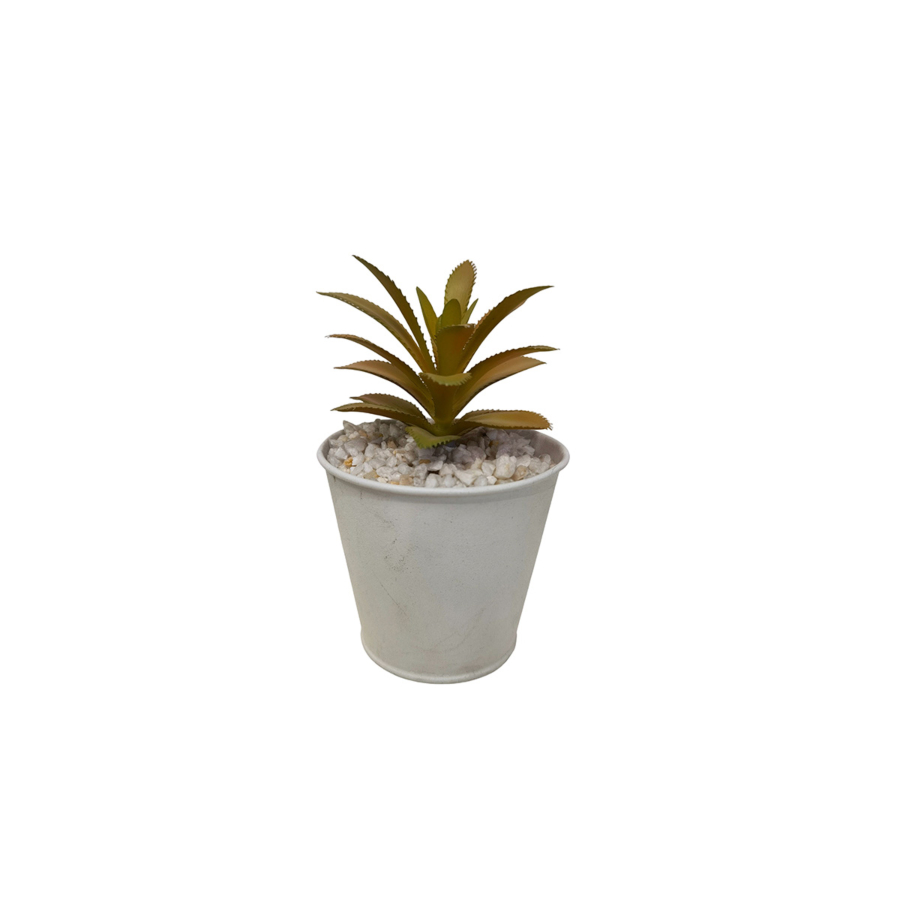 Plante ARTIFICIELLE AVEC POT EN FER 10x10x15,5cm - Blanc Soldes été vague 2