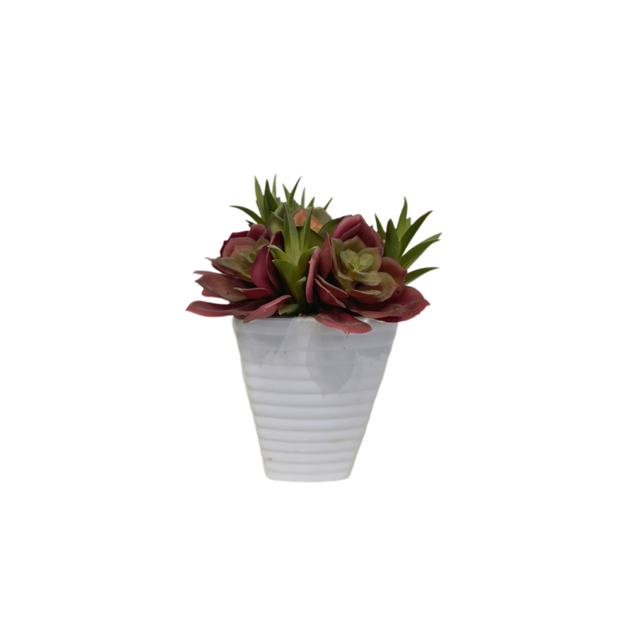 Plante ARTIFICIELLE AVEC POT EN MELAMINE 16x15x20cm - Blanc Soldes été vague 2