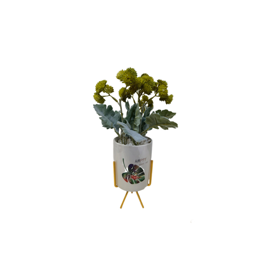 Plante ARTIFICIELLE AVEC POT EN CERAMIC 13x13x32 cm - Blanc Soldes été vague 2