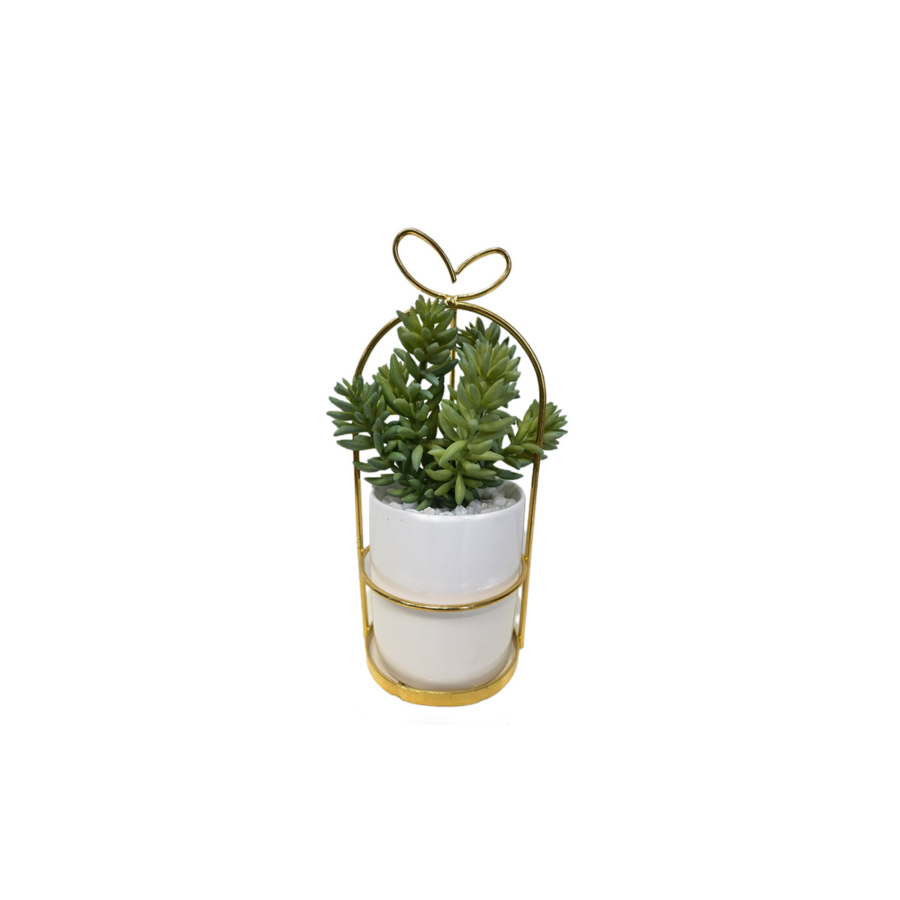 Plante ARTIFICIELLE AVEC POT EN CERAMIC 9,5x9,5x21cm - Blanc Soldes été vague 2
