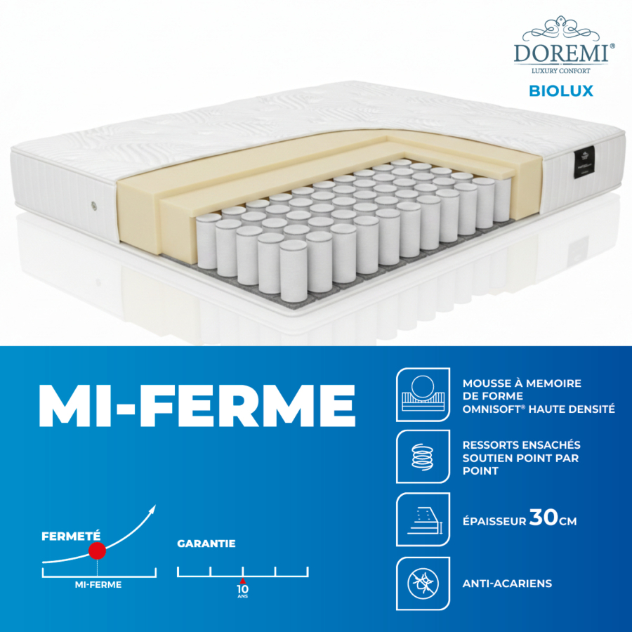 Matelas Doremi Biolux 140X190Cm Essentiel HIVER