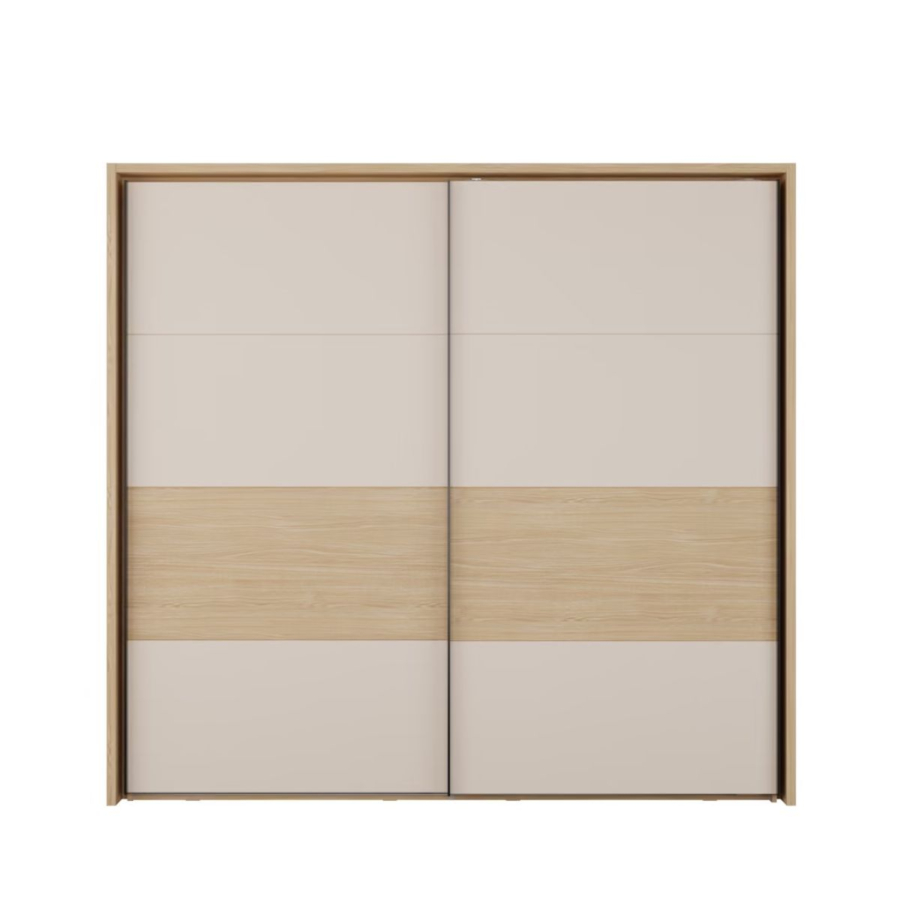 Armoire Mayfair 2 Portes Coulissantes + Led - Chêne/Blanc Hello Summer