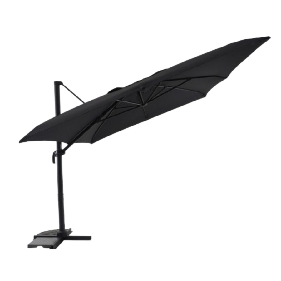 Parasol déporté robuste MWH Gris foncé avec base rotative 360° – 3×4 m Les Petits Prix