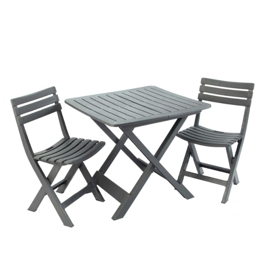 Set Pliable Tevere Table +2 Chaises - Anthracite Les Petits Prix