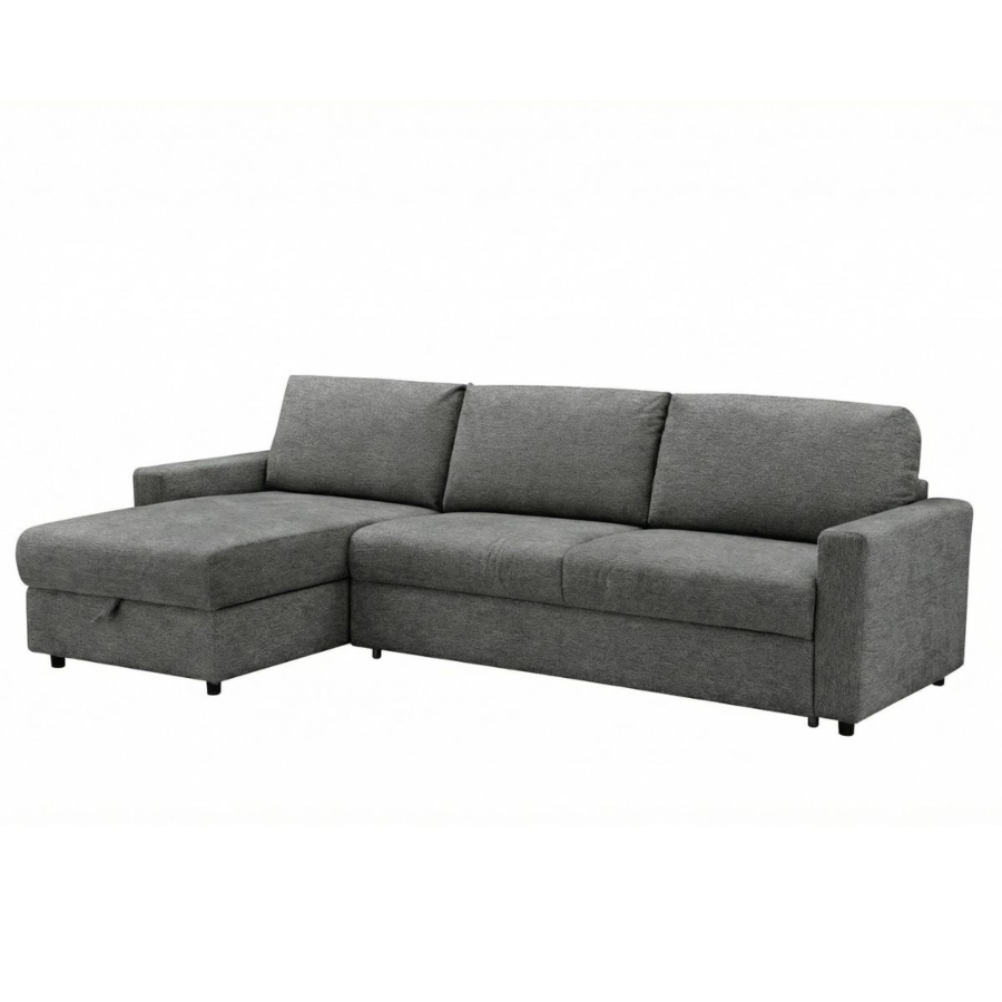 Canapé d’Angle Copenhagen avec Fonction Lit & Rangement – 284 × 160 × 90 cm Gris Foncé Hello Summer