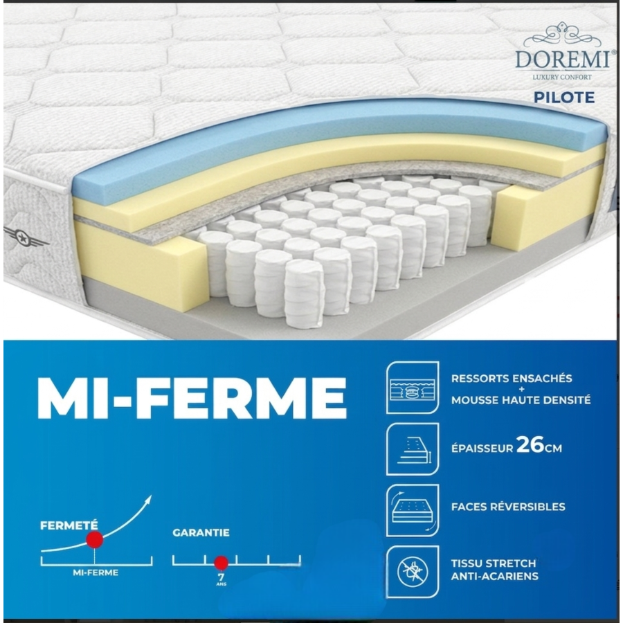 Matelas Doremi Pilote - Gris Essentiel HIVER