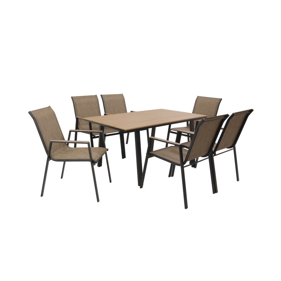 Set Table À Manger + 6 Chaises Tulum - Taupe Tables et chaises de jardin