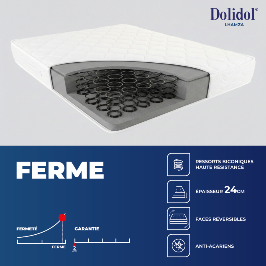 Matelas Dolidol Lhamza 2 Places 160X200Cm - Blanc Matelas