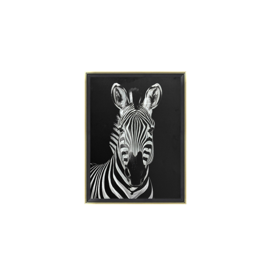 TABLEAU LE ZEBRE AVEC CADRE - Blanc / Noir Décorations
